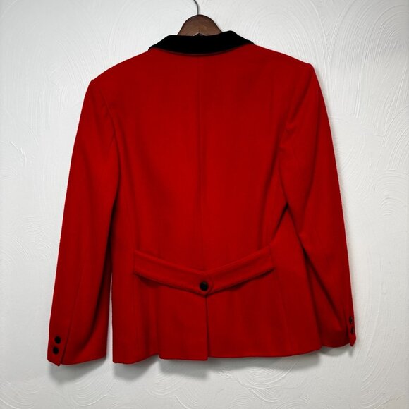 Vintage Liz Claiborne Blazer Red/Black 1-Button Virgin Wool Cashmere 90s Jacket - Picture 6 of 6